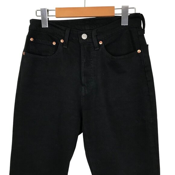 Levi's Black 501 Jeans Woman's Size 26 High Rise  5 Pocket Button Up Raw Hem - Picture 3 of 8